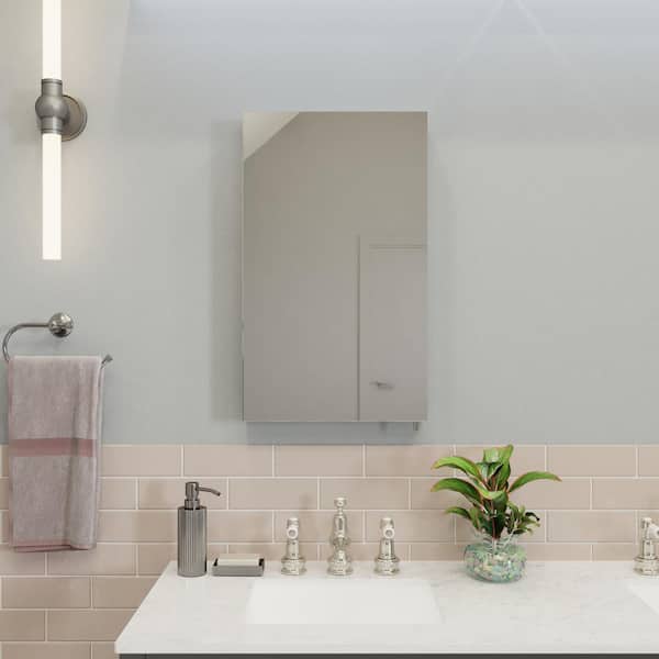 Croydex Dawley 16 in. W x 26 in. H Rectangular White Steel Surface Mount Bathroom Medicine Cabinet with Mirror