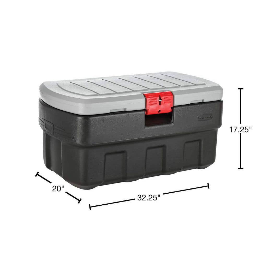 Rubbermaid 35 Gallon Black and Gray Stackable Storage Tote