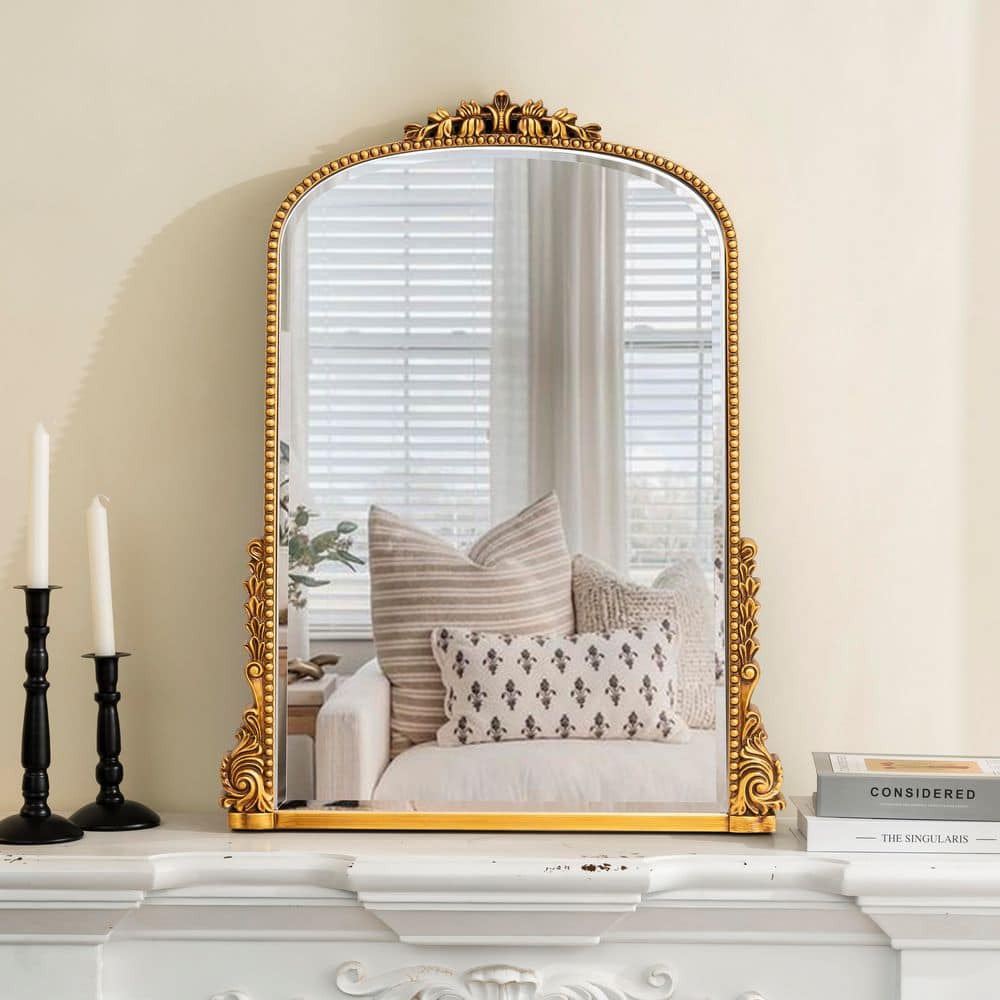 THKSHOUZ Gold 31.5 in. W x 23.6 in. H Baroque Ornate Arch
