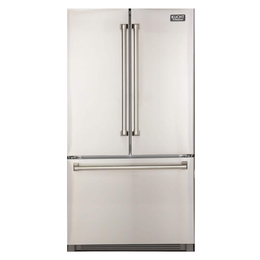 Kucht 26.1 cu. ft. 36 in. W French Door Refrigerator in Stainless Steel with Interior Ice Maker, Standard Depth, Silver
