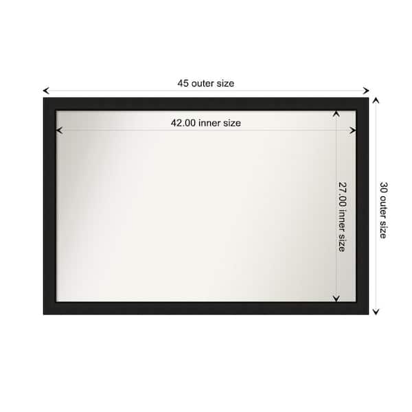 Amanti Art Midnight Black Narrow 45.25 in. x 30.25 in. Custom Non-Beveled Wood FramedBathroom Vanity Wall Mirror
