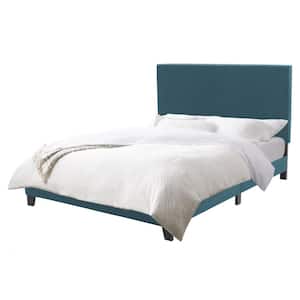 Juniper Blue Fabric Upholstered Contemporary Queen Bed