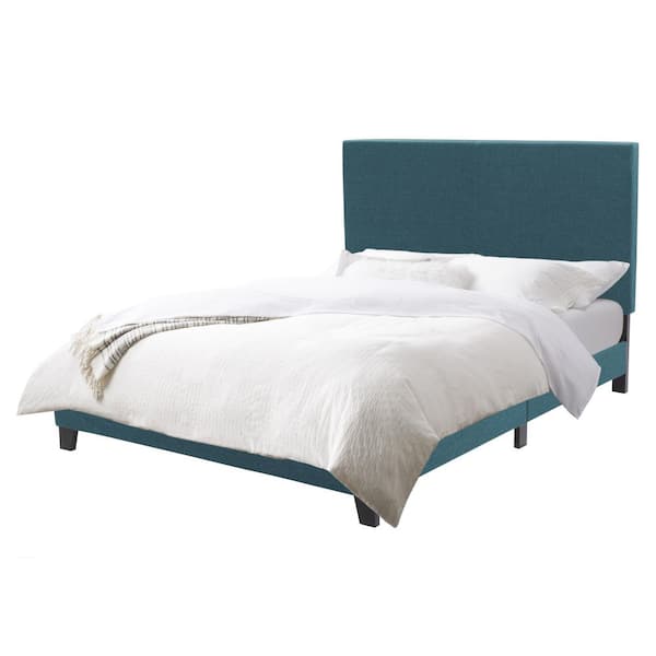 CorLiving Juniper Blue Fabric Upholstered Contemporary Queen Bed