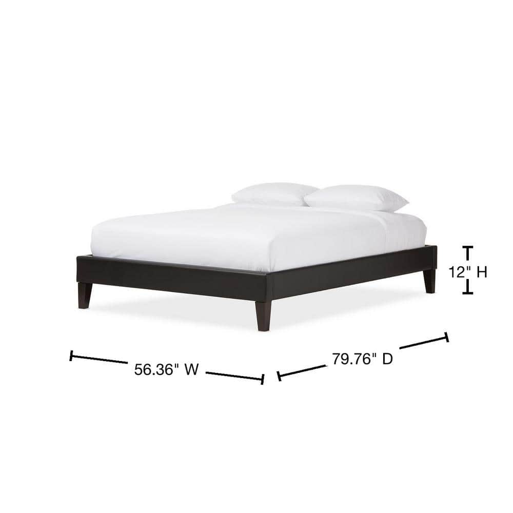 Lancashire Black Faux Leather Upholstered Full Bed Frame with Tapered Legs