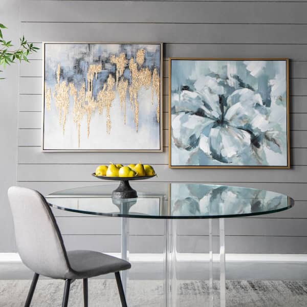 Unbranded Contemporary Square Framed Wall Art Print, Finished with Gold Accents, for Living Room, Dining Room 39 in. x 39 in.