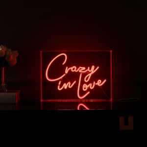 Crazy In Love 14 in. x 10 in. Contemporary Glam Acrylic Box USB Operated LED Neon Night Light, Red