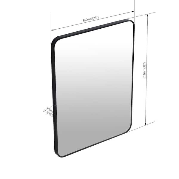 24 in. W x 32 in. H Rectangular Aluminium Alloy Framed Wall Mounted Bathroom Vanity Mirror in Black