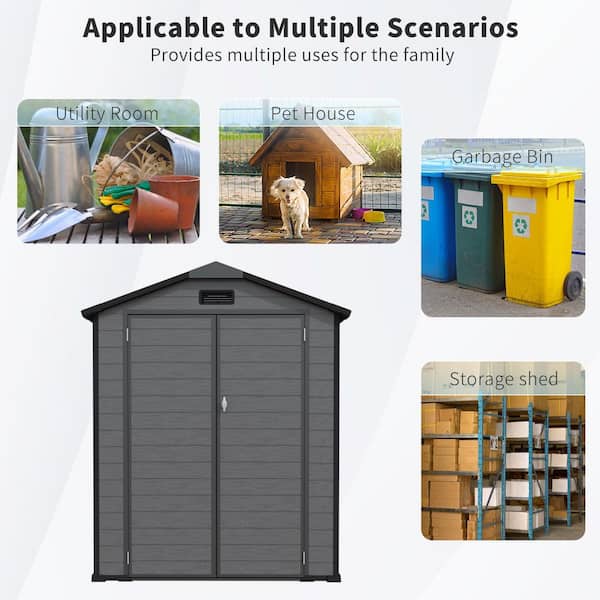 6 ft. W x 6 ft. D Plastic Shed Lockable Resin Tool Shed with