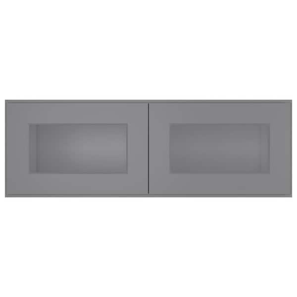 HOMEIBRO 36 in. W X 12 in. D X 12 in. H in Shaker Gray Plywood Ready to Assemble Wall Kitchen Cabinet with 2-Doors