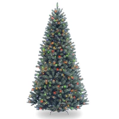 7.5 ft. North Valley Blue Spruce Artificial Christmas Tree with Multicolor Lights