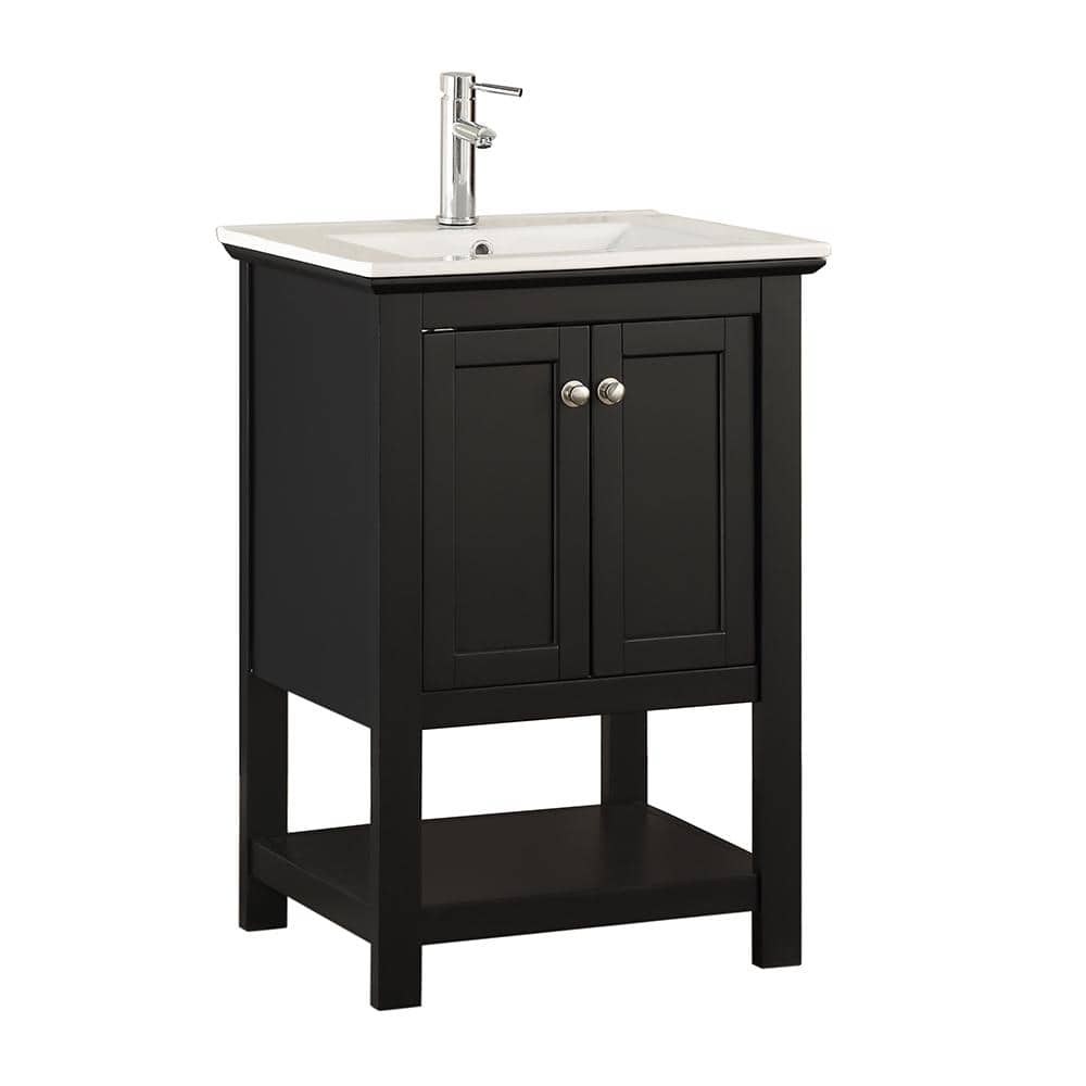Fresca Bradford 24 in. W Traditional Bathroom Vanity in Black with ...