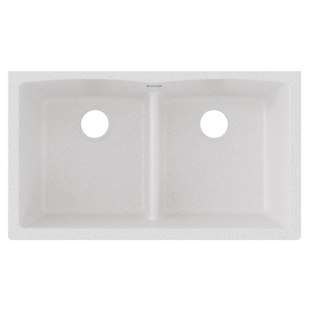 White Quartz Double Bowl Undermount Kitchen Sink