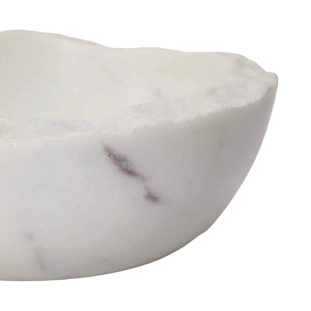 White Marble Round Serving Bowl with Raw Edge, 4-inch