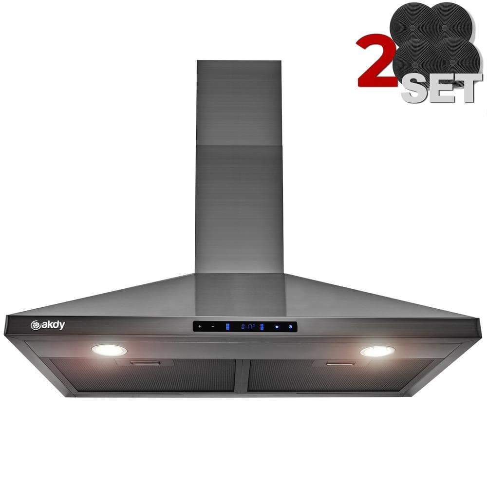 AKDY 30" 343 CFM Convertible Wall Mount Range Hood Touch Controls, LED
