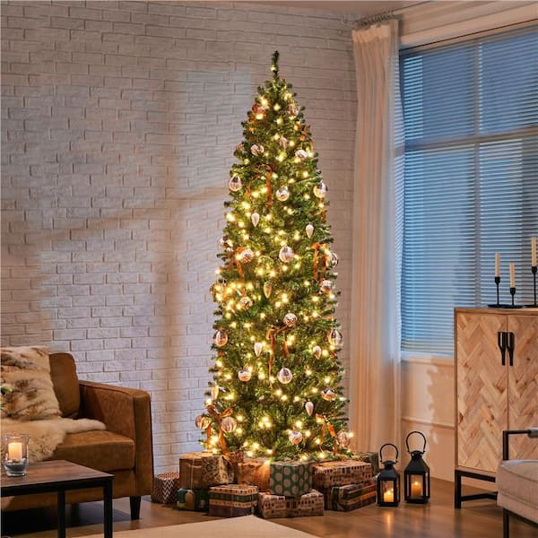 Pre-Lit Pencil Artificial Christmas Tree with Incandescent Warm White Lights
