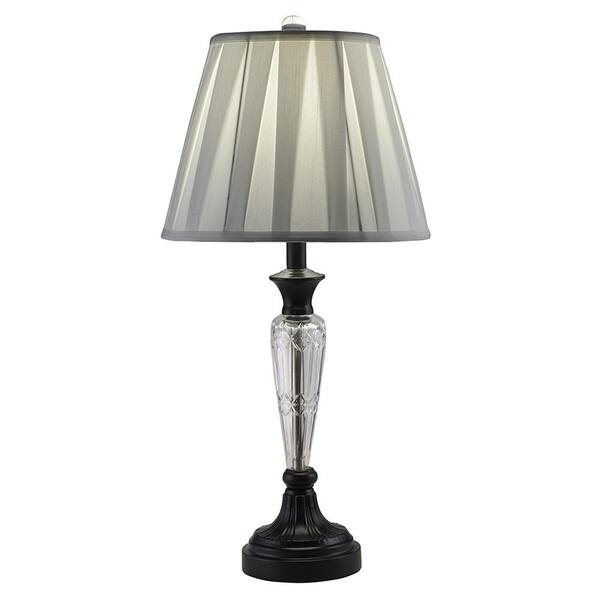 Dale Tiffany Vena 27-1/2 in. Oil-Rubbed Bronze Crystal Table Lamp with Fabric Shade