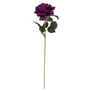 30 in. Large Plum Purple Artificial Velvet Rose Flower Stem Spray (Set of 3)