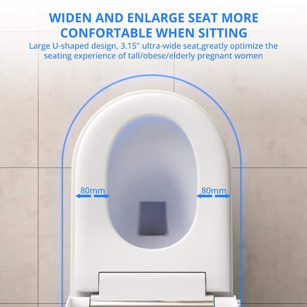 Relyblo Elongated Smart Bidet Toilet with Adjustable Sprayer, Built-In Aromatherapy, Foot Sensor