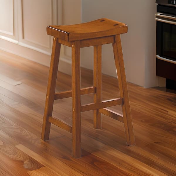 24 in. Brown Backless Wood Bar Stool (Set of 2)