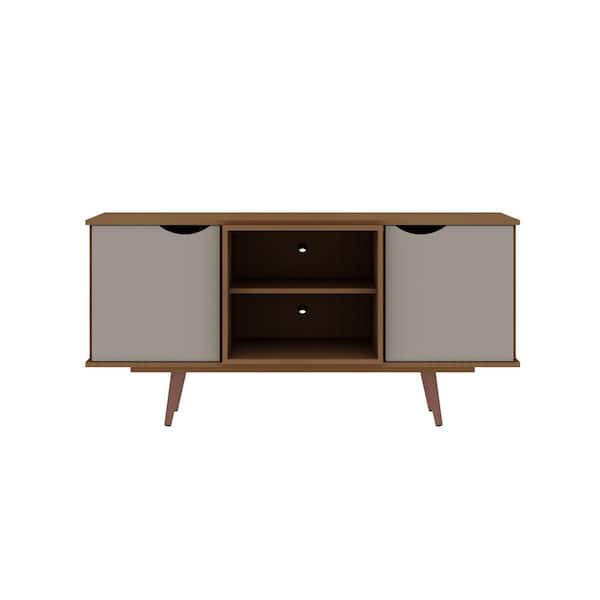 Manhattan Comfort Hampton 53.54 in. Off-White and Maple Cream TV Stand Fits TV's up to 46 in. with Storage and Cable Management