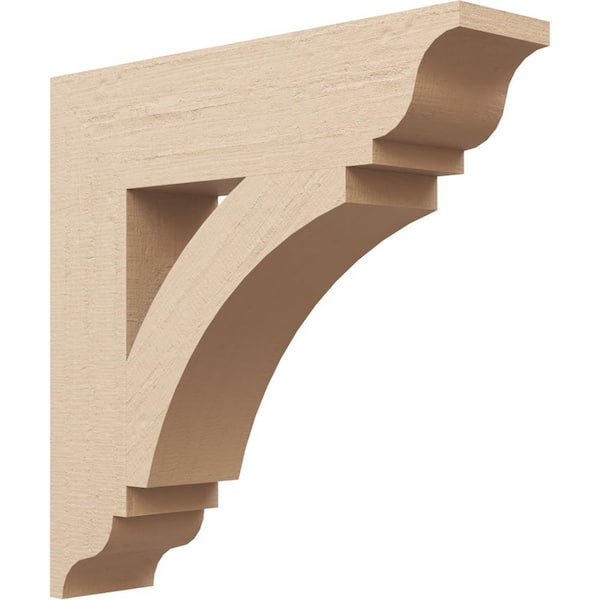 Ekena Millwork 5.5 in. x 24 in. x 24 in. Thorton Traditional Rough Cedar Woodgrain Timberthane Polyurethane Bracket, Primed Tan