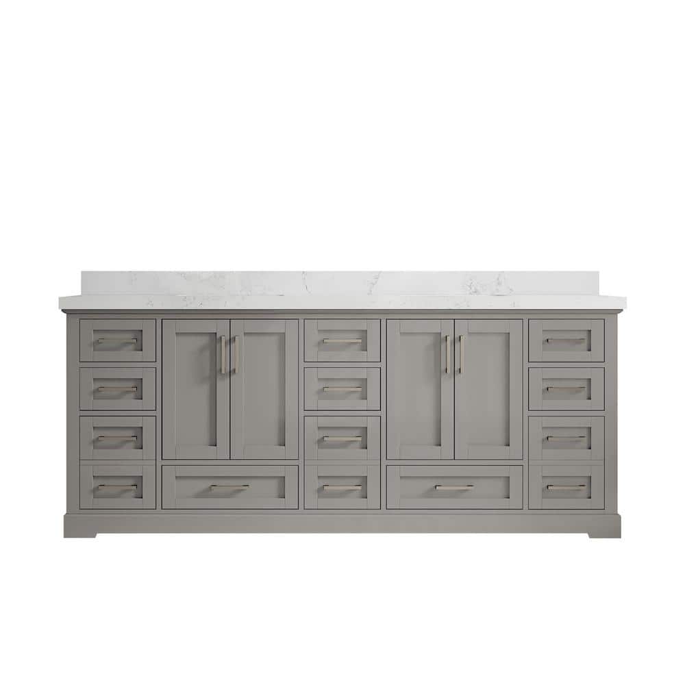 "Boston 84 in. W x 22 in. D x 36 in. H Double Sink Bath Vanity in Elephant Gray with 2"" Empira Quartz Top" price history on PriceWatchPro