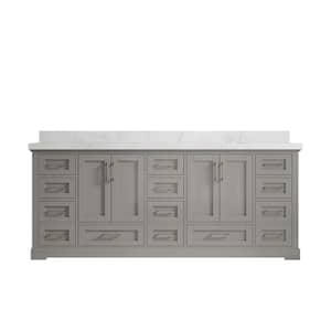 Boston 84 in. W x 22 in. D x 36 in. H Double Sink Bath Vanity in Elephant Gray with 2" Empira Quartz Top