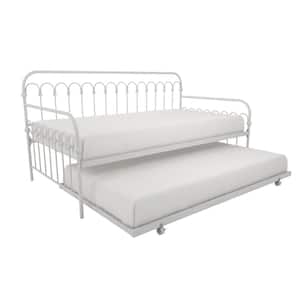 Bright Pop White Metal Twin Daybed with Trundle
