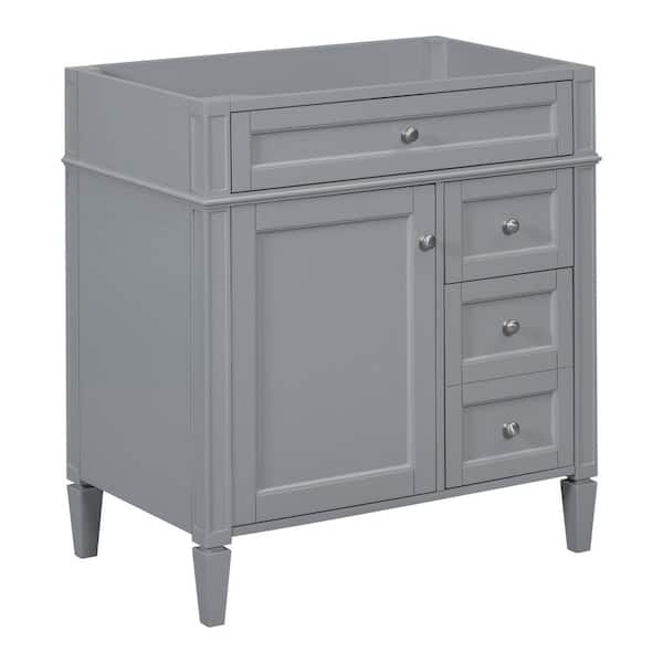 Ramona 29.30 in. W Modern Freestanding Bath Vanity Cabinet without Top in Gray with Door, Tip-Out Drawer, 2-Drawers