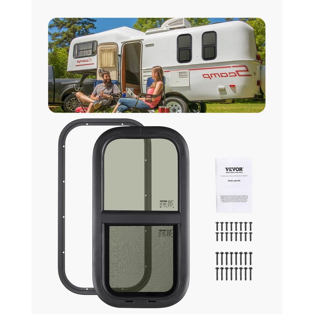 Vertical RV Window, 12 x 24 in. Tinted Sliding RV Window with Net Screen and Trim Ring, Fit 15/16 in.-1 3/4 in. Wall price history on PriceWatchPro