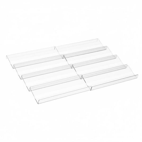8-Pack Clear Expandable Drawer Mount Spice Rack Organizer with Anti-Slip Design Holds 56 Jars for Kitchen Use