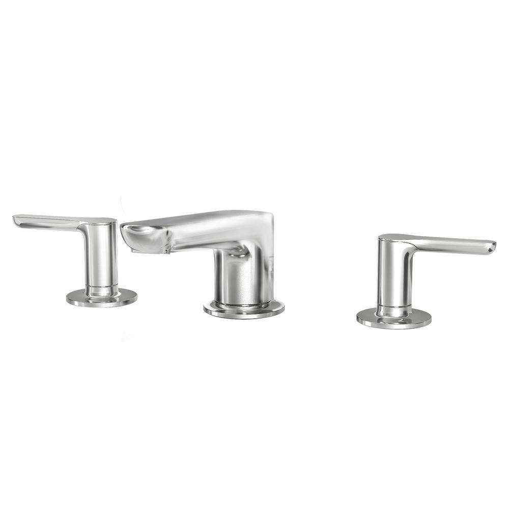 Polished Chrome Modern Widespread Bathroom Faucet with Lever Handles