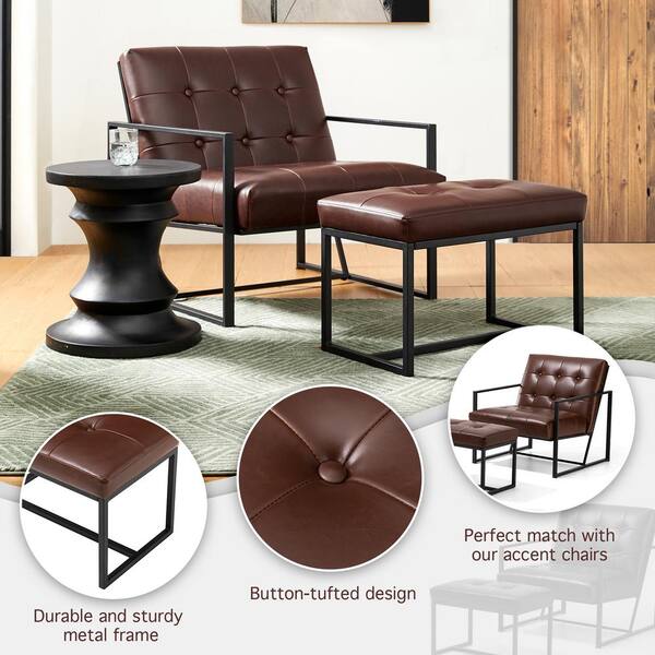 Glitzhome Set of 4 Modern Coffee Thick Leatherette Accent Chair