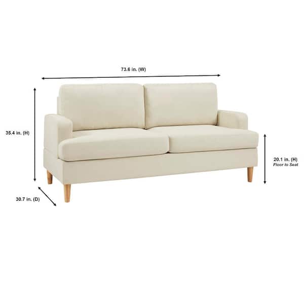 Winnick 73.6 in. Modern Scandinavian Square Arm Fabric Sofa in Oyster Beige