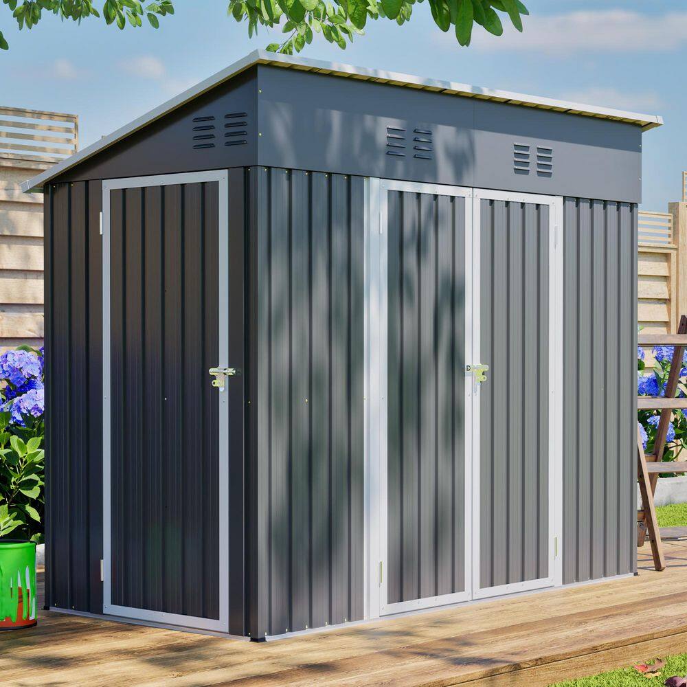 Thanaddo 4 ft. D x 8 ft. W Outdoor Metal Lean-to Shed Garden Tool