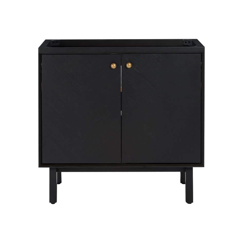 Adele 36'' Black Oak Single Bathroom Vanity Base