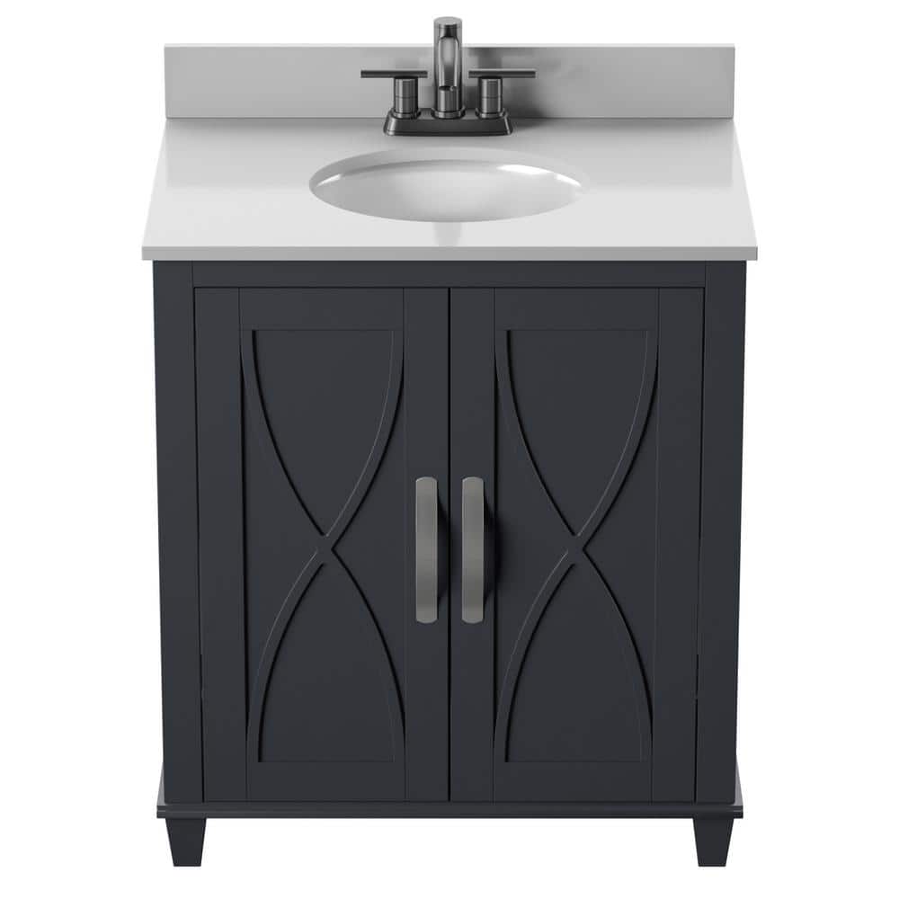 Metro Gray 30" Single Bathroom Vanity with White Stone Top