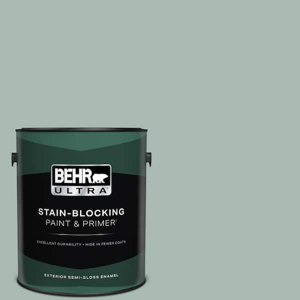 BEHR ULTRA 1 gal. #BXC-85 Quiet Teal Semi-Gloss Enamel Exterior Paint & Primer