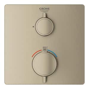 Grohtherm 2-Handle Wall Mount Single Function Thermostatic Square Trim Kit in Brushed Nickel (Valve Not Included)