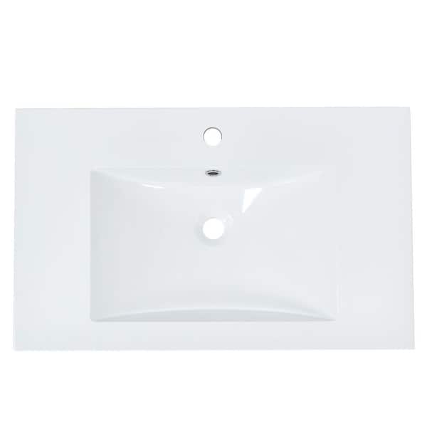 Hot Sale 30 in. x 18 in. Rectangular Undermount Bathroom Sink in White Resin with 1 Faucet Hole for Bath, Living Room