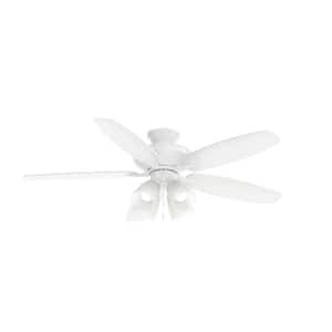 Renew Premier 52 in. Indoor Matte White Dual Mount Ceiling Fan with LED Bulbs with Pull Chain