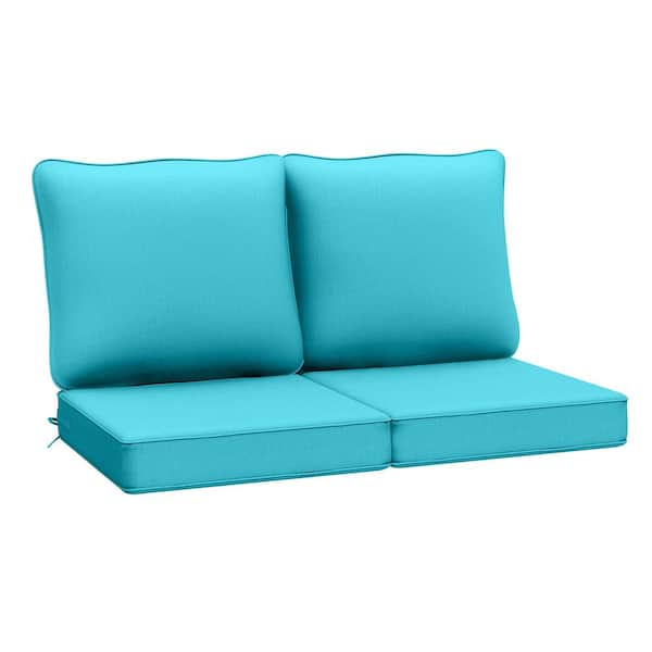 AAAAAcessories 24 in. X 24 in. Outdoor Square Waterproof Removable Sofa Cushion in Lake Blue（2 Packs）