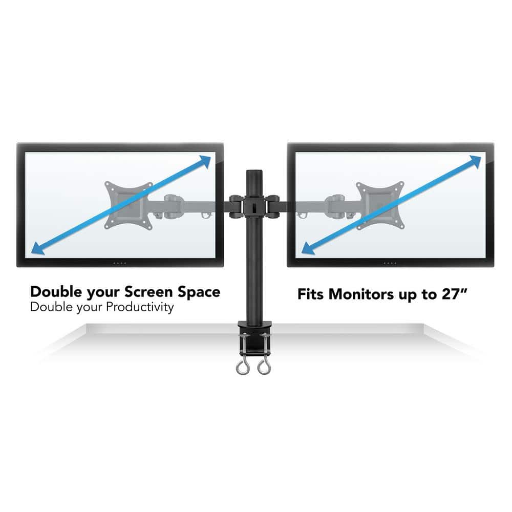 Dual Monitor Aluminum Alloy Desk Mount with C-Clamp Base