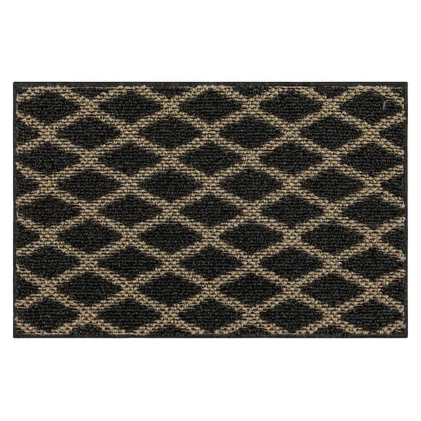 Mohawk Home Basics Prism Black 1 ft. 8 in. x 2 ft. 6 in. Transitional Tufted Geometric Lattice Polyester Rectangle Area Rug