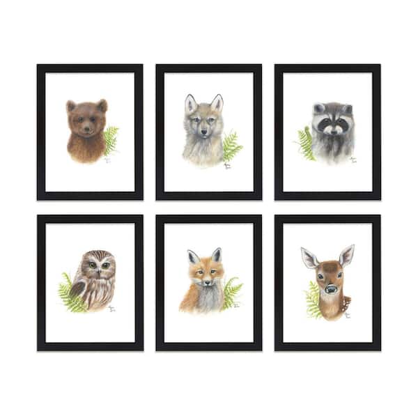 Unbranded "Woodland Littles 2" by Alyssa Lewis Set of Six Black Framed Animal Art Prints 20 in. x 16 in.