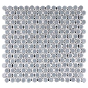 Hudson Penny Round Slate 12 in. x 12 in. Porcelain Mos (10.74 sq. ft. / Case)