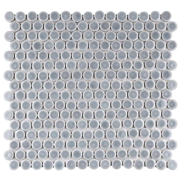 Hudson Penny Round Slate 12 in. x 12-5/8 in. Porcelain Mosaic Tile (10.7 sq. ft./Case)