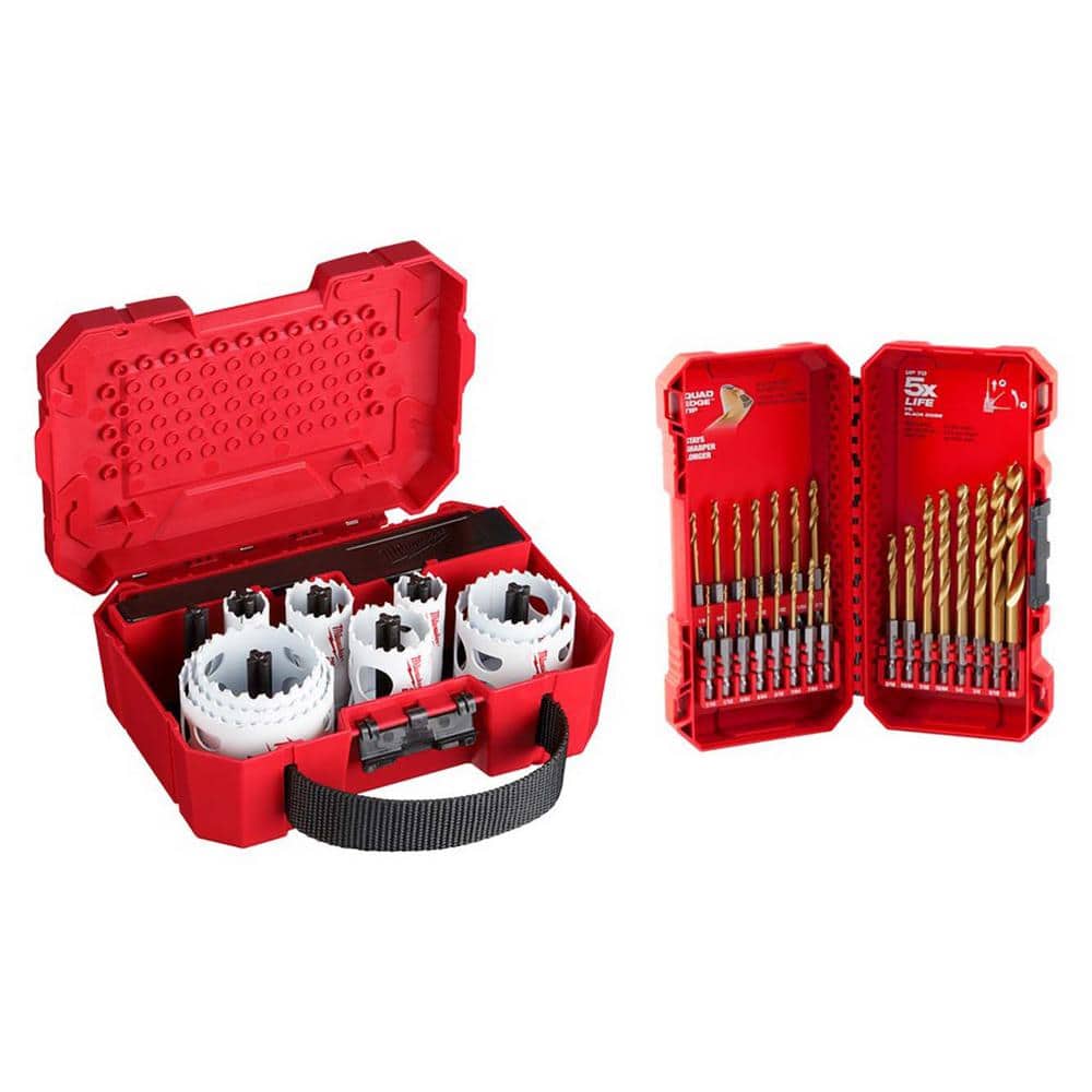 MILWAUKEE Hole Dozer General Purpose Bi-Metal Hole Saw Set (17-Piece) with SHOCKWAVE Titanium Drill Bit Set (40-Piece) (49-22-4029-4631)