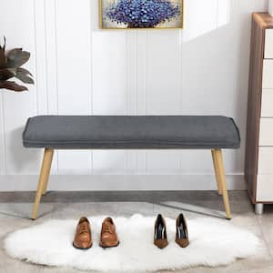 Nuhu Charcoal Fabric Upholstered Oak Metal Legs Bench (18.3 in. H x 45.3 in. W x 15.3 in. D)