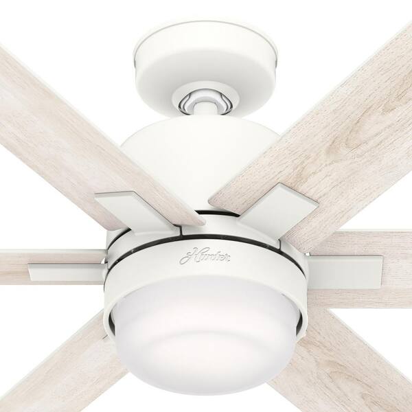 Hunter - Radeon 44 in. Indoor Matte White Smart Ceiling Fan with Light Kit and Wall Switch